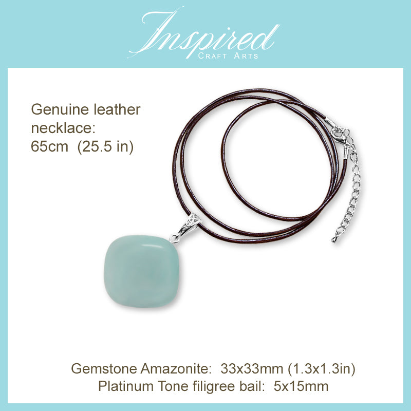 Amazonite Diamond Shape pendant necklace | InspiredCraftArts