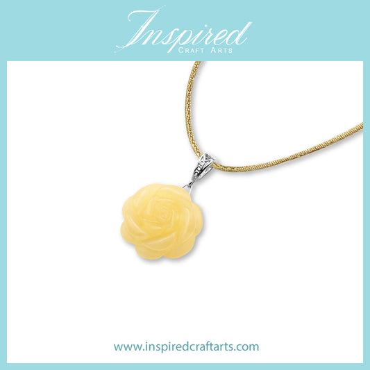 Yellow Aventurine Rose pendant necklace | InspiredCraftArts