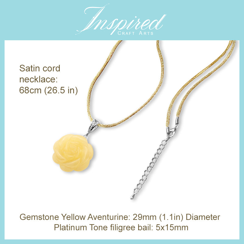 Yellow Aventurine Rose pendant necklace | InspiredCraftArts