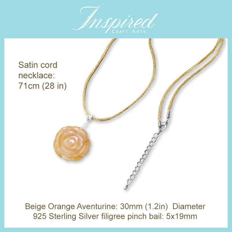 Orange Aventurine Rose pendant necklace | InspiredCraftArts