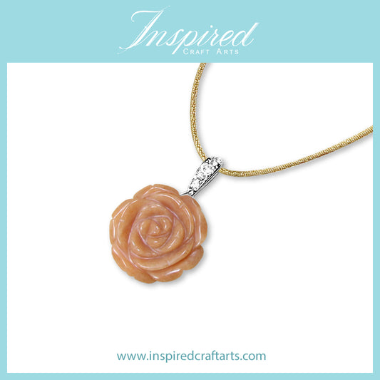 Orange Aventurine Rose pendant necklace | InspiredCraftArts