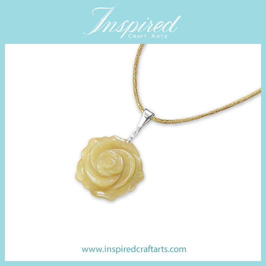 Yellow Aventurine Rose pendant necklace | InspiredCraftArts