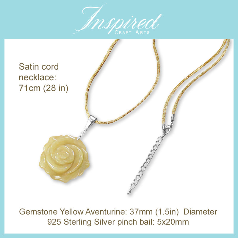 Yellow Aventurine Rose pendant necklace | InspiredCraftArts