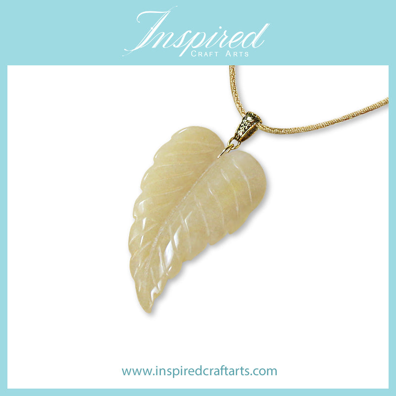 Yellow Aventurine Leaf pendant necklace | InspiredCraftArts