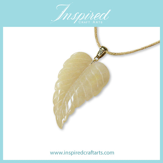 Yellow Aventurine Leaf pendant necklace | InspiredCraftArts