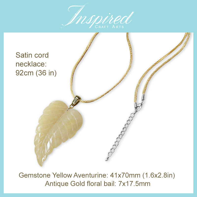 Yellow Aventurine Leaf pendant necklace | InspiredCraftArts