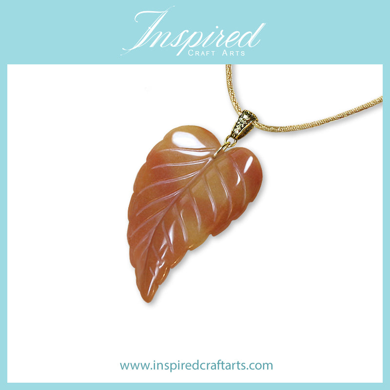 Orange Aventurine Leaf pendant necklace | InspiredCraftArts