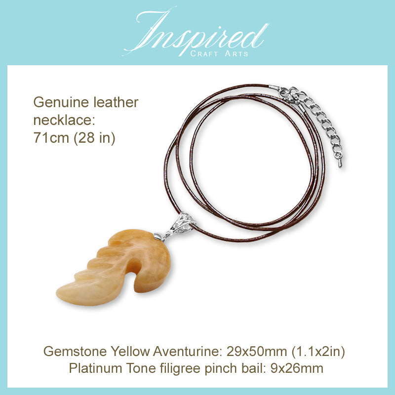 Yellow Aventurine Wing pendant necklace | InspiredCraftArts