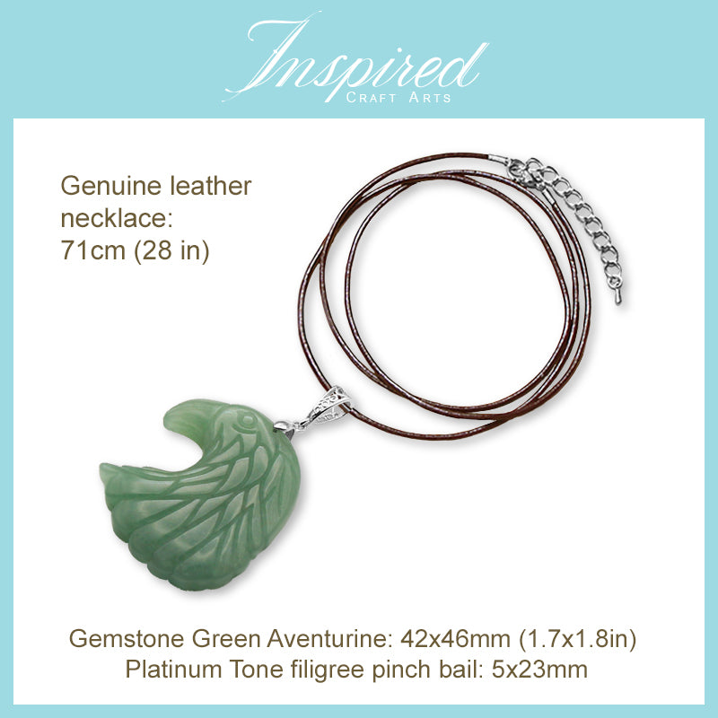 Green Aventurine Eagle Head pendant necklace | InspiredCraftArts