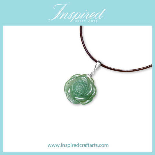 Green Aventurine Rose pendant necklace | InspiredCraftArts