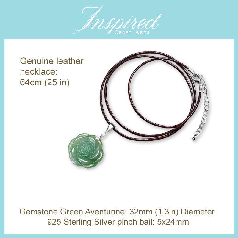 Green Aventurine Rose pendant necklace | InspiredCraftArts