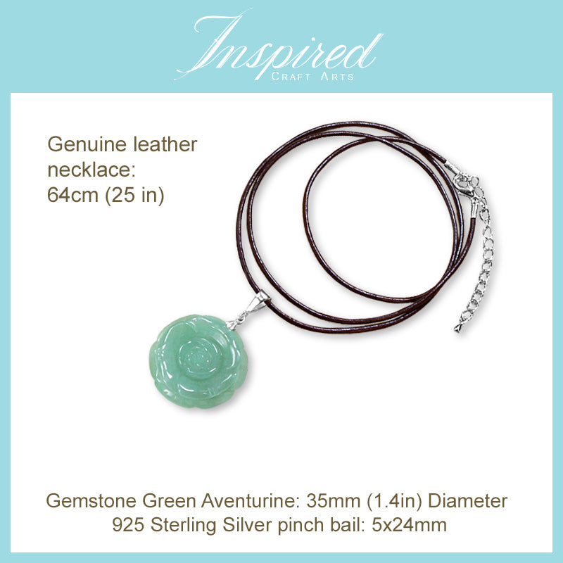 Green Aventurine Rose pendant necklace | InspiredCraftArts