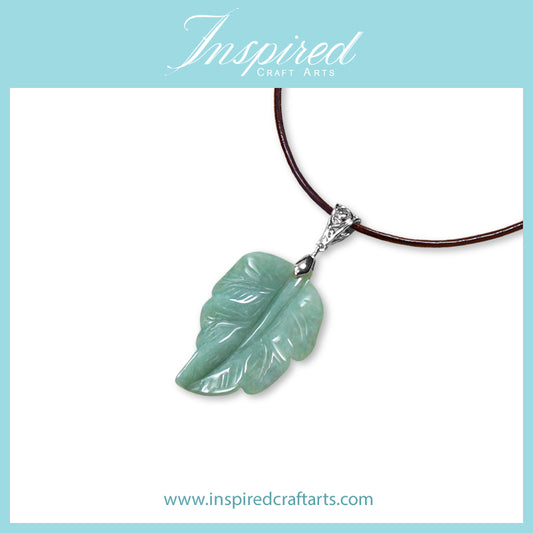 Green Aventurine Leaf pendant necklace | InspiredCraftArts