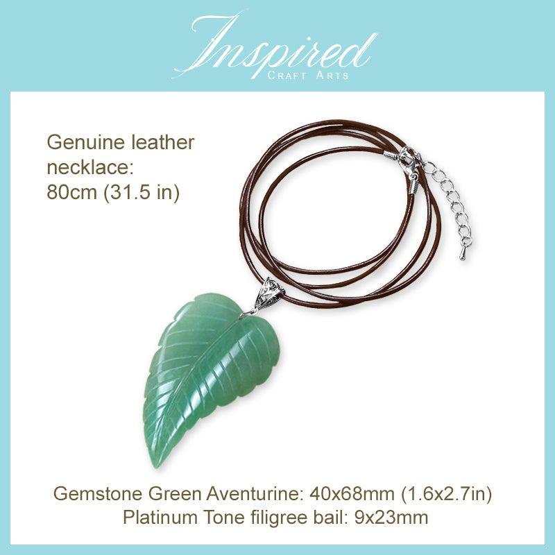Green Aventurine Leaf pendant necklace | InspiredCraftArts