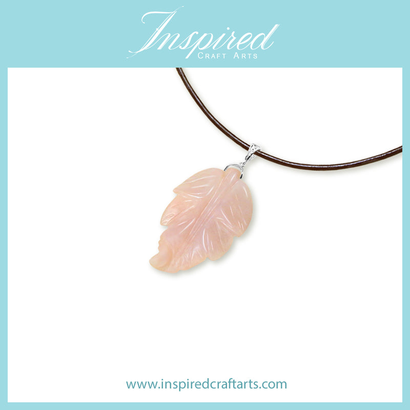 Pink Aventurine Leaf pendant necklace | InspiredCraftArts