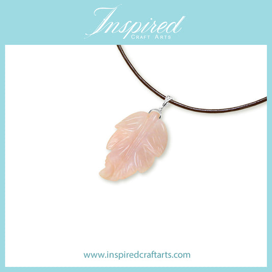 Pink Aventurine Leaf pendant necklace | InspiredCraftArts
