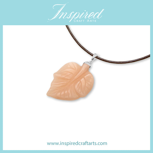 Pink Aventurine Leaf pendant necklace | InspiredCraftArts