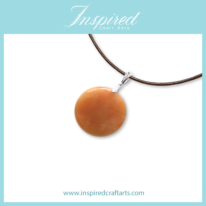 Orange Aventurine Round pendant necklace | InspiredCraftArts