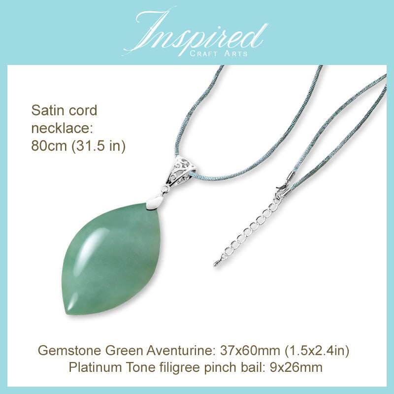 Green Aventurine Marquise pendant necklace | InspiredCraftArts