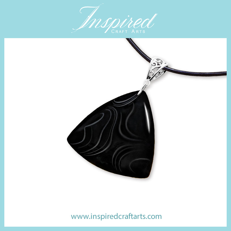 Black Onyx Triangle shape pendant necklace | InspiredCraftArts