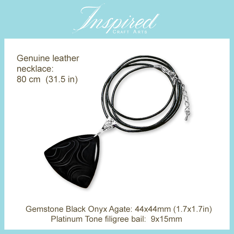 Black Onyx Triangle shape pendant necklace | InspiredCraftArts