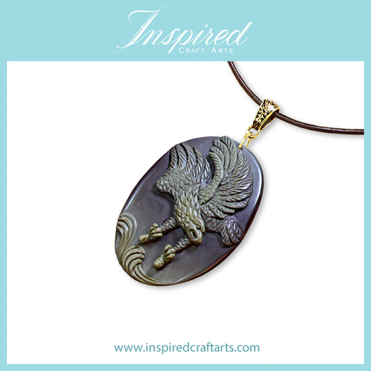 Green Brown Jasper Eagle pendant necklace | InspiredCraftArts