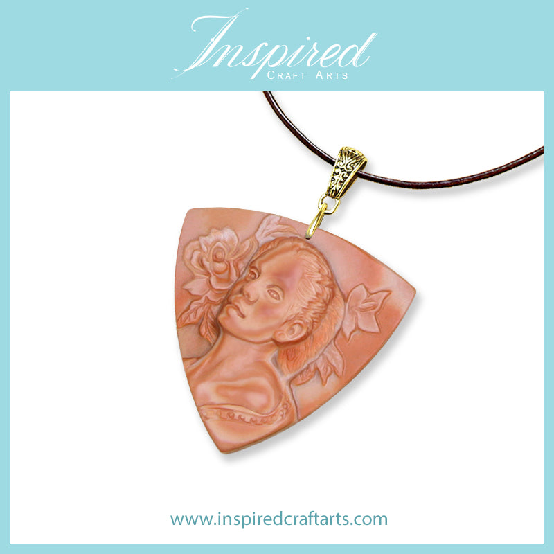 Orange Banded Jasper Nature Guardian With Flower pendant necklace | InspiredCraftArts