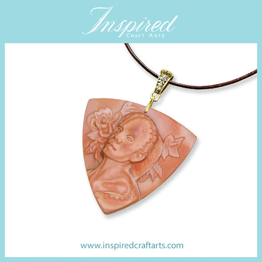 Orange Banded Jasper Nature Guardian With Flower pendant necklace | InspiredCraftArts