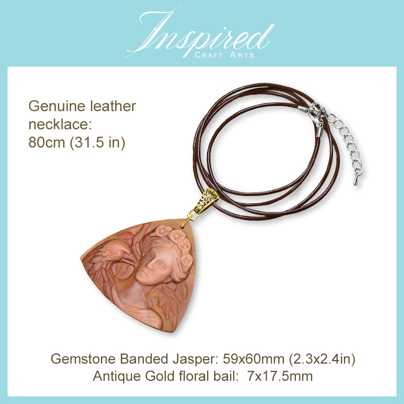 Sale! Banded Jasper Nature Guardian With Eagle pendant necklace | InspiredCraftArts