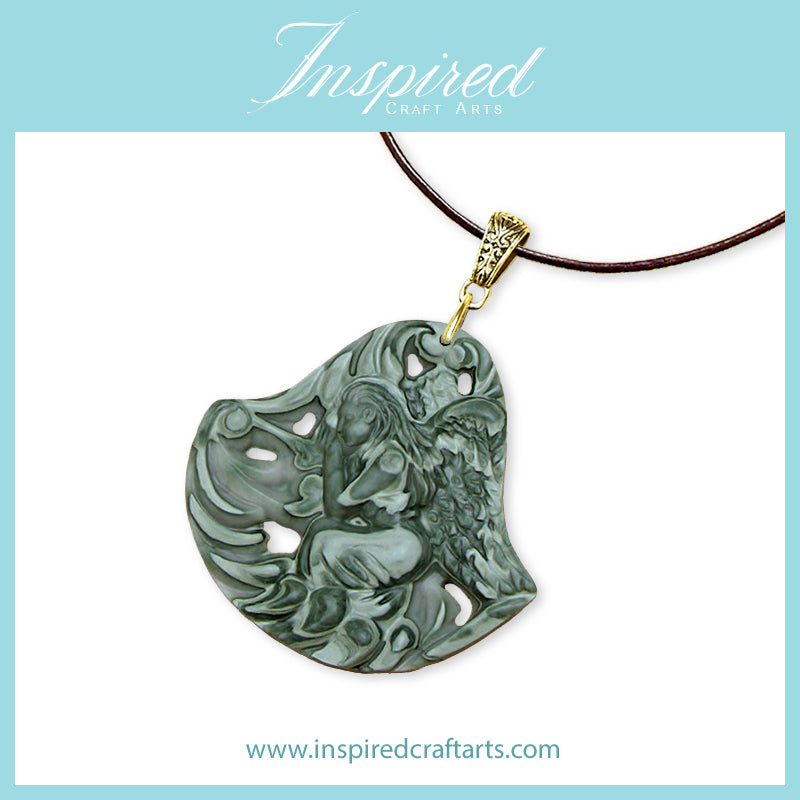 Green Banded Jasper Fairy pendant necklace | InspiredCraftArts