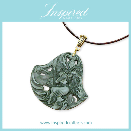 Green Banded Jasper Fairy pendant necklace | InspiredCraftArts