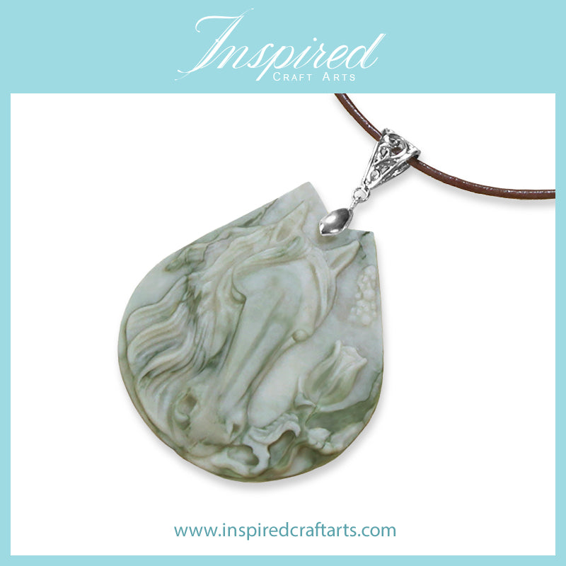 Banded Jasper Horse Head pendant sweater necklace | InspiredCraftArts