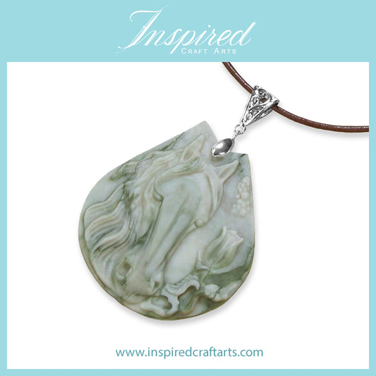 Banded Jasper Horse Head pendant sweater necklace | InspiredCraftArts