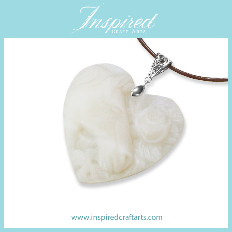 Gemstone Jasper Horse Head pendant sweater necklace | InspiredCraftArts