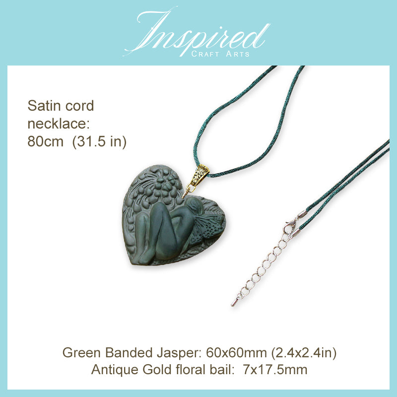 Green Banded Jasper Fairy pendant necklace | InspiredCraftArts