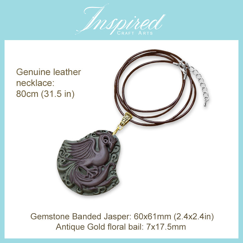 Banded Jasper Phoenix pendant necklace | InspiredCraftArts