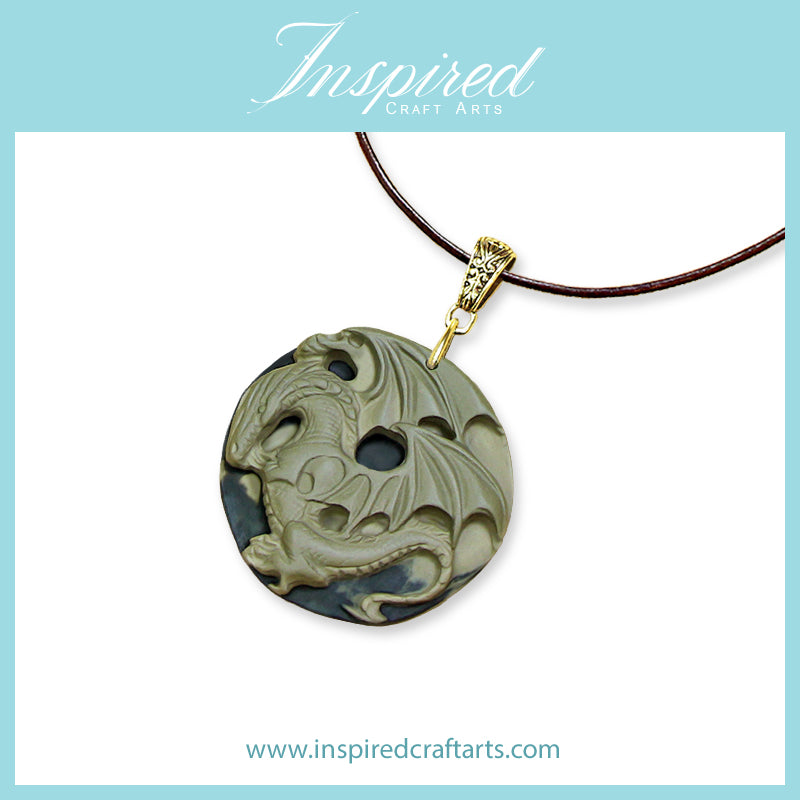 Green Banded Jasper Dragon pendant necklace | InspiredCraftArts