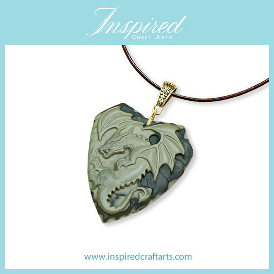 Green Banded Jasper Dragon pendant necklace | InspiredCraftArts