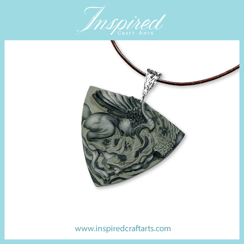 Green Banded Jasper Griffin pendant necklace | InspiredCraftArts