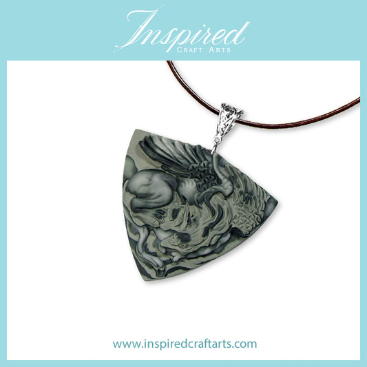 Green Banded Jasper Griffin pendant necklace | InspiredCraftArts