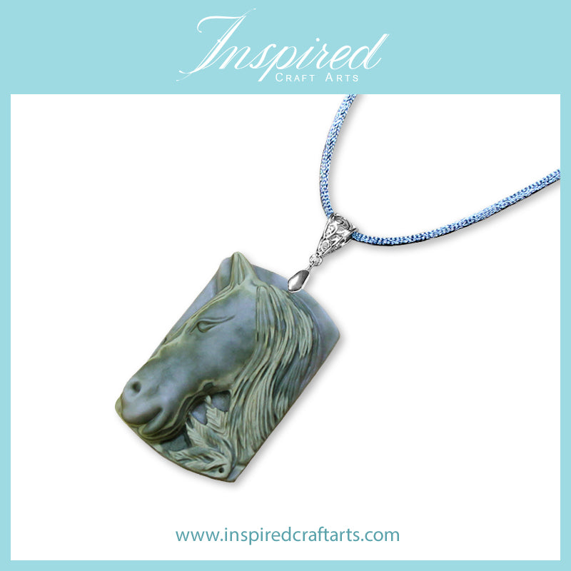 Banded Jasper Horse Head pendant necklace | InspiredCraftArts