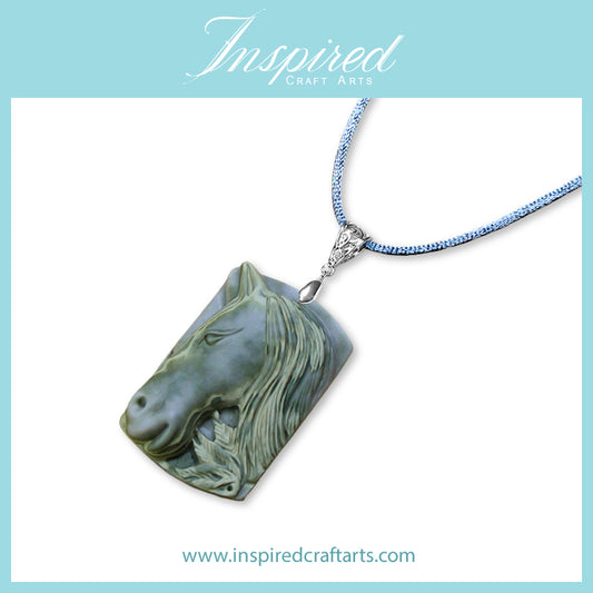 Banded Jasper Horse Head pendant necklace | InspiredCraftArts