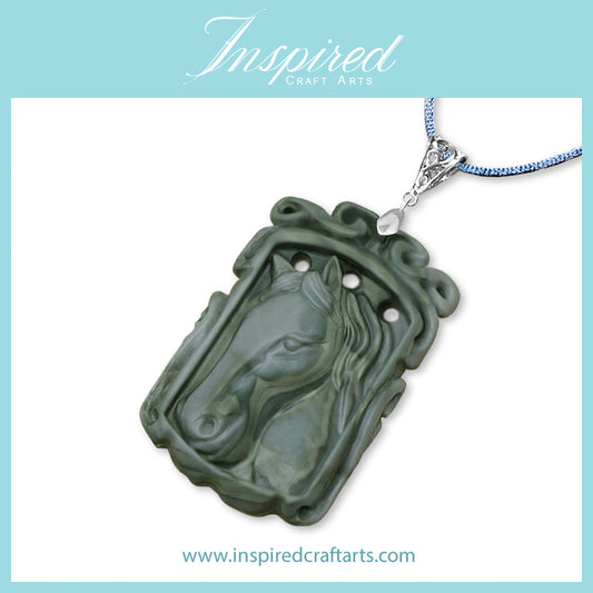 Banded Jasper Horse Head pendant necklace | InspiredCraftArts