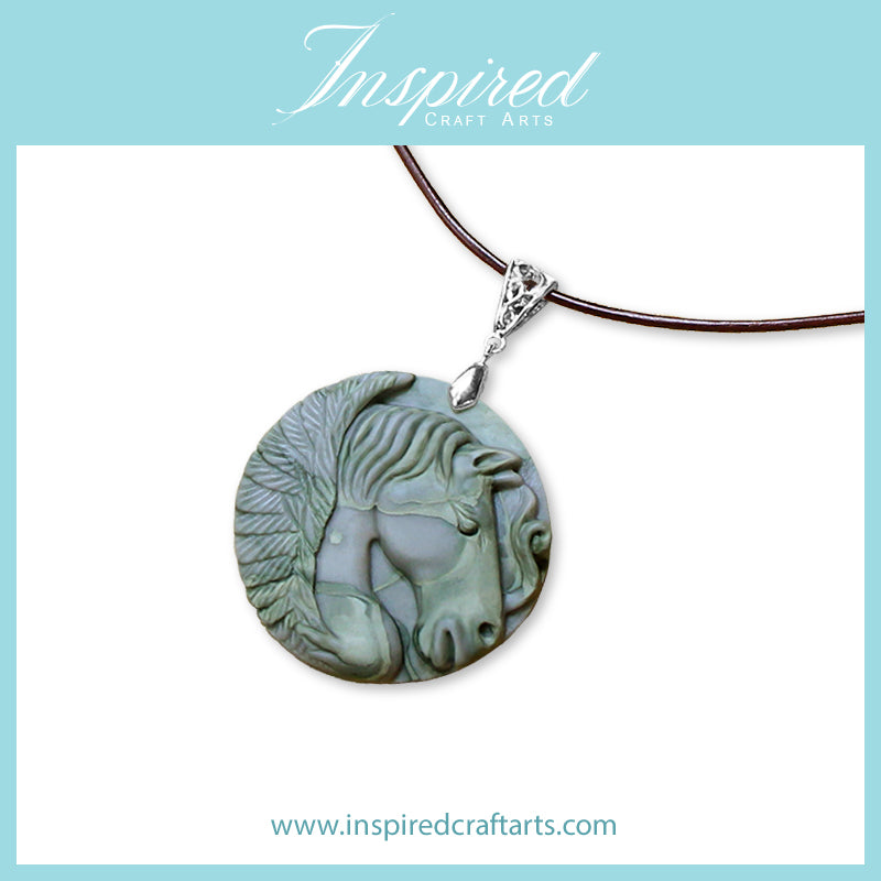 Banded Jasper Pegasus pendant necklace | InspiredCraftArts
