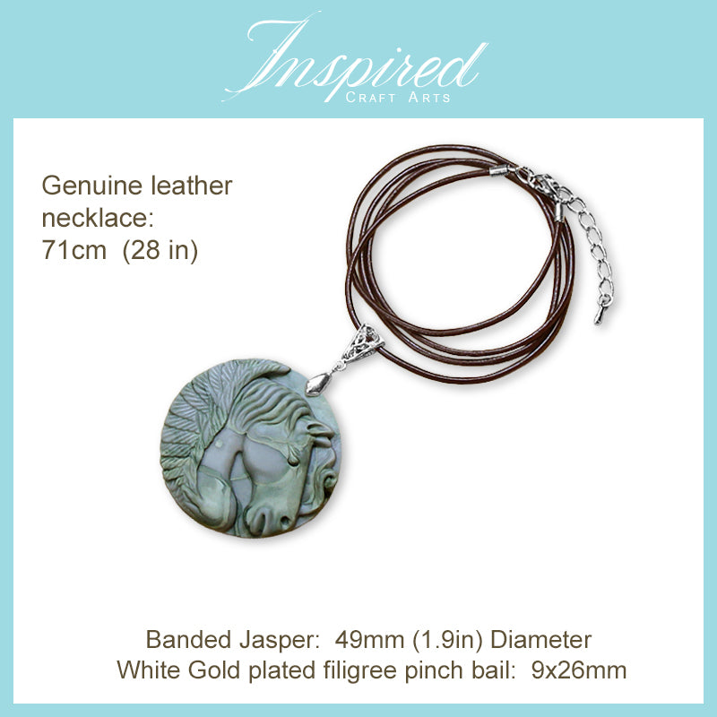 Banded Jasper Pegasus pendant necklace | InspiredCraftArts