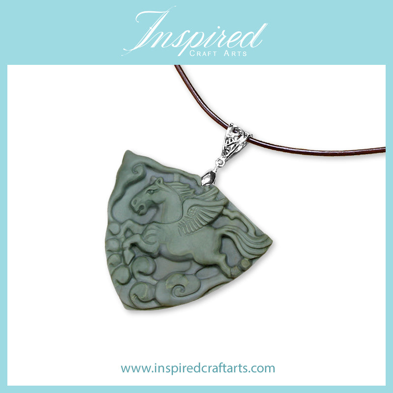 Banded Jasper Pegasus pendant necklace | InspiredCraftArts