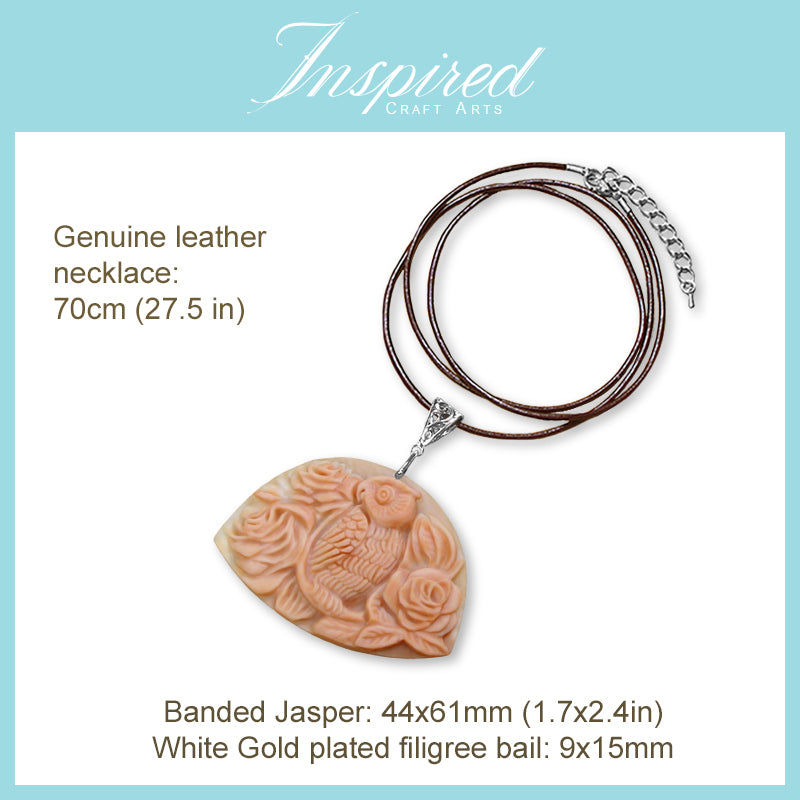 Banded Jasper Owl pendant necklace | InspiredCraftArts