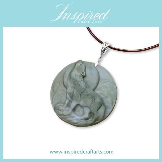 Banded Jasper Wolf pendant necklace | InspiredCraftArts