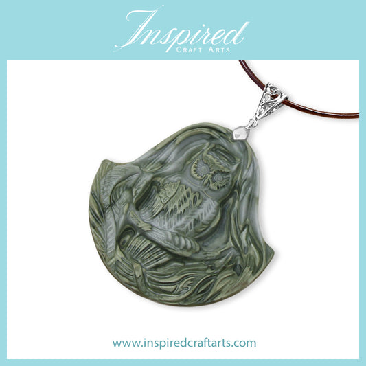 Banded Jasper Owl pendant necklace | InspiredCraftArts