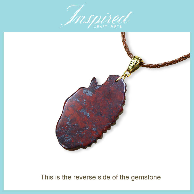 Red Brecciated Jasper Seahorse pendant necklace | InspiredCraftArts